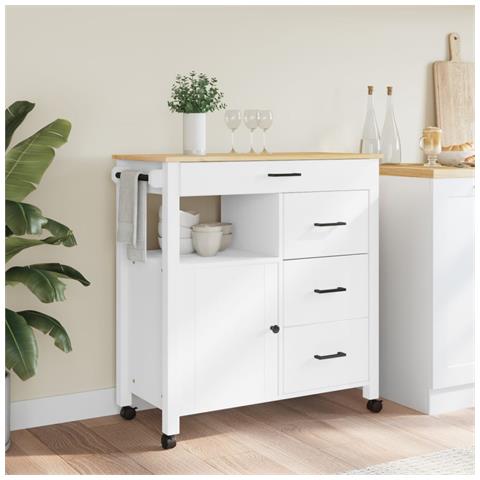 Carrello Da Cucina Monza 84x40x90 Cm In Legno Massello Di Pino - Foto 3