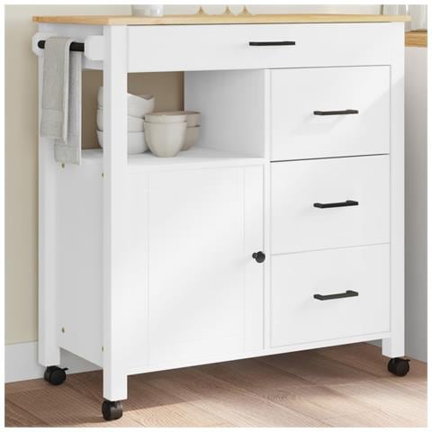 Carrello Da Cucina Monza 84x40x90 Cm In Legno Massello Di Pino - Foto 1