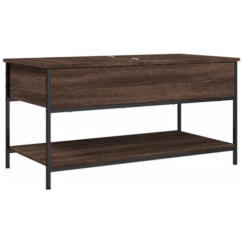 Tavolino Salotto Rovere Marrone 100x50x50cm Multistrato Metallo - Foto 2