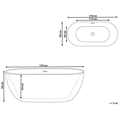 Vasca Da Bagno Freestanding Carrera 170 X 80 Cm Bordeaux - Foto 7
