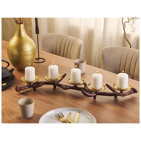 Portacandele Metallo Marrone E Oro 69 Cm Cleonae - Foto 1