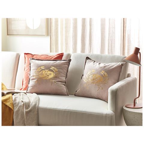 Set Di 2 Cuscini Bossiella Cotone 45 X 45 Cm Tortora Trama Animale - Foto 1