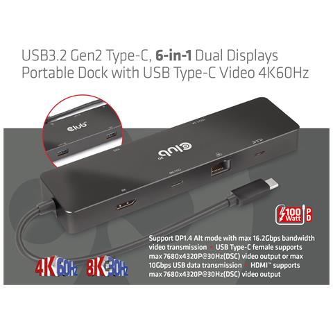 CSV-1584 replicatore di porte e docking station per laptop Cablato USB 3.2 Gen 2 (3.1 Gen 2) Type-C Nero - Foto 17