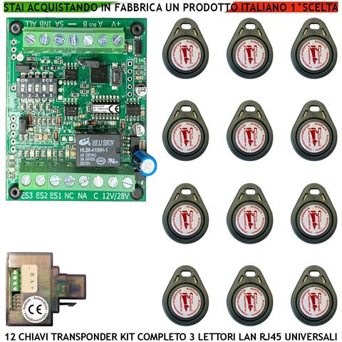 Kit Chiave Di Prossimità Lettore Universale Lan Rj45 Qualsiasi Marca 12 Chiavi Tag Relè C.nc.na 1ax24v Funzione Impuls - Foto 1