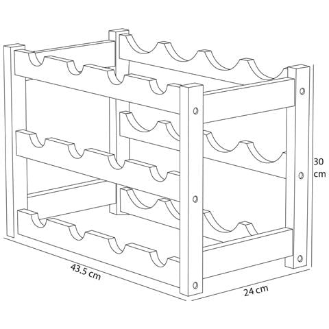 Cantinetta Portavino In Legno Bambã¹ Naturale Con 12 Scomparti Bar Portabottiglie - Foto 4
