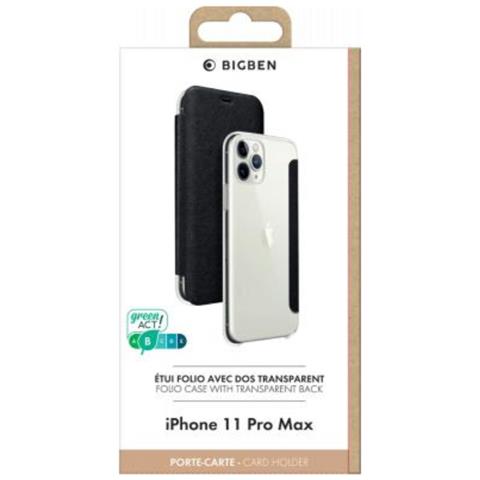 Custodia Per Iphone 11 Pro Max Funzione Stand Con Portacarte Integrato, Nero Transparente - Foto 4