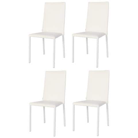 Set 4 Sedie Impilabili Modello Julia Per Cucina Bar E Sala Da Pranzo, Robusta Struttura In Acciaio Imbottita E Rivestita In Finta Pelle Colore Bianco - Foto 1