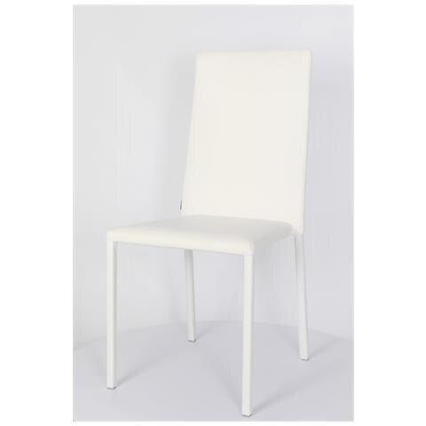 Set 4 Sedie Impilabili Modello Julia Per Cucina Bar E Sala Da Pranzo, Robusta Struttura In Acciaio Imbottita E Rivestita In Finta Pelle Colore Bianco - Foto 2