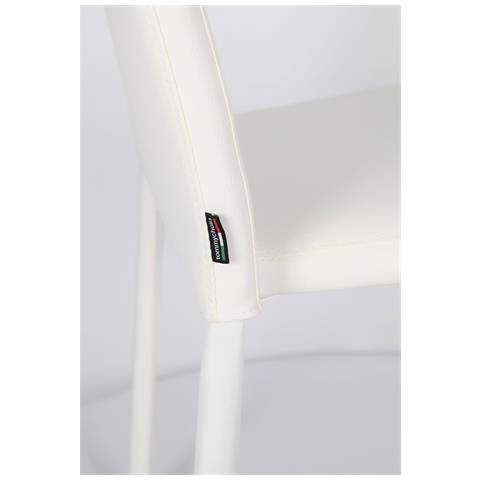 Set 4 Sedie Impilabili Modello Julia Per Cucina Bar E Sala Da Pranzo, Robusta Struttura In Acciaio Imbottita E Rivestita In Finta Pelle Colore Bianco - Foto 6