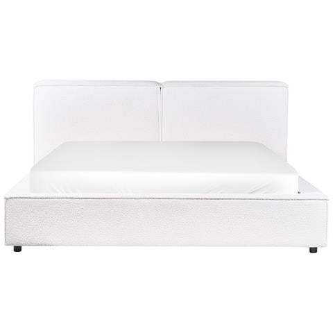 Letto Matrimoniale Bouclé Bianco 160 X 200 Cm Linards - Foto 1