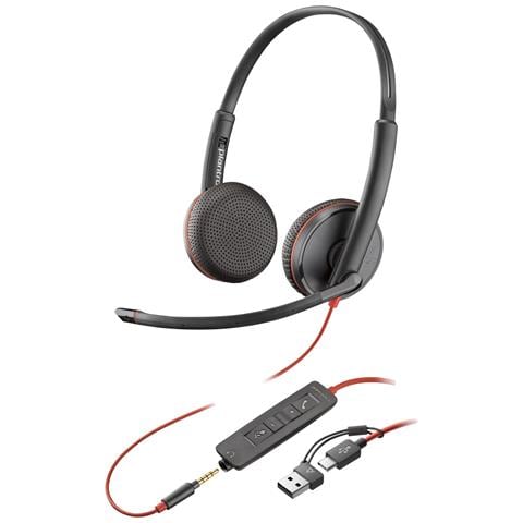 Poly Cuffie Blackwire 3225 Stereo Usb-c + Spinotto Da 3,5 Mm + Adattatore Usb-c/a (sfuse) - Foto 1