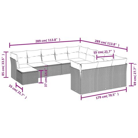 Set Divani Da Giardino 12 Pz Con Cuscini Beige In Polyrattan - Foto 3