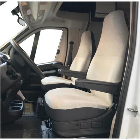 Coprisedili Anteriori Personalizzati Fiat Ducato Camper 06> Tess. Misto Cotone Piombo/crema - Foto 1