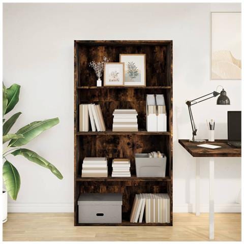 Libreria Rovere Fumo 80x30x152 Cm In Legno Multistrato - Foto 3