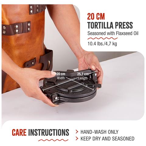 36997 Pressa Per Tortillas Messicane In Ghisa 20cm Pataconera Colombiana Roti Maker Nero - Foto 8