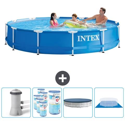 Piscina Fuori Terra - In Giro - 366x366x76 Cm - Blu - Include Accessori Coordinati Cb88 - Foto 1
