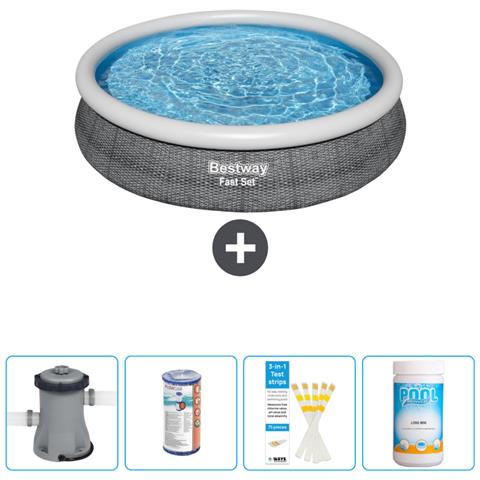 Piscina Fuori Terra - In Giro - 366x76 Cm - Grigio - Include Accessori Coordinati Cb49 - Foto 1