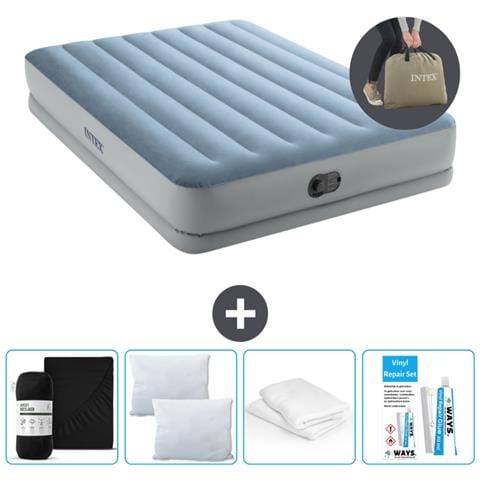 Set Materassino Gonfiabile - 203x152x36 Cm - Blu - Include Accessori Coordinati Cb17 - Foto 1