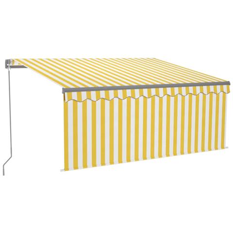 Tenda Da Sole Retrattile Parasole Led 3,5x2,5m Gialla E Bianca - Foto 1
