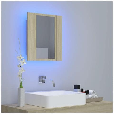 Lusso Casadino - Armadietto A Specchio Con Luci Led Rovere Sonoma In Acrilico - Foto 2