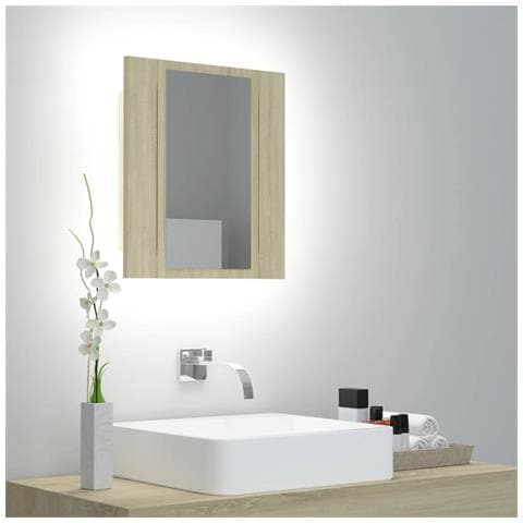 Lusso Casadino - Armadietto A Specchio Con Luci Led Rovere Sonoma In Acrilico - Foto 8