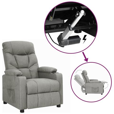 Lusso Casadino - Poltrona Alzapersona Grigio Chiaro Tessuto - Foto 2