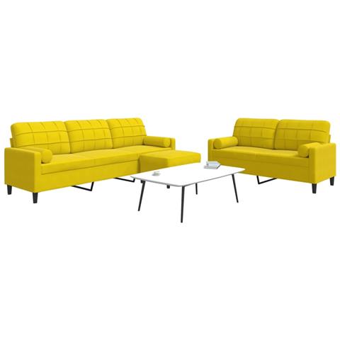 Set di Divani 3 pz con Cuscini e Rinforzi Giallo in Velluto - Foto 2