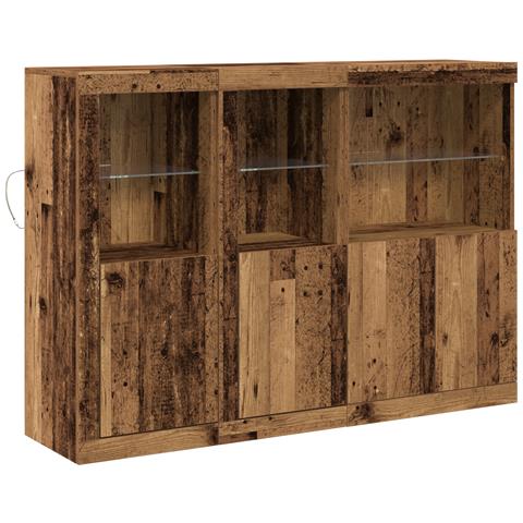 Credenza con Luci LED Legno Vecchio 142.5x37x100 cm Legno Progettato - Foto 1