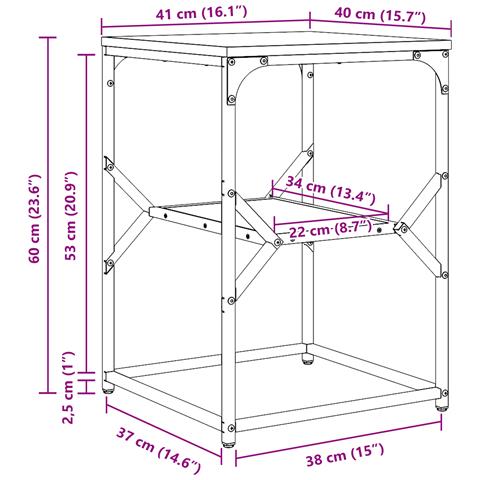 Tavolo laterale  in rovere Sonoma 41x40x60 cm in legno stratificato - Foto 9