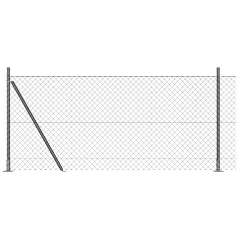 Recinzione a Maglie con 7 Pali Flangiati 1x10 m Acciaio Zincato - Foto 1