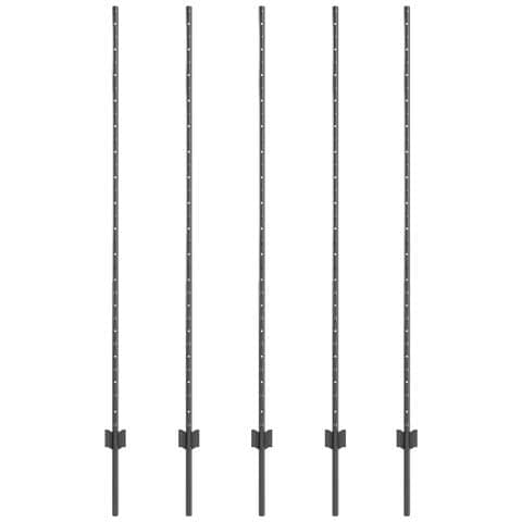 Pali per Recinzione 10 pcs U-Channel Grigio 150 cm Acciaio - Foto 1