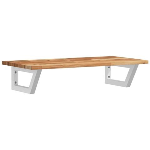 Ripiano A Parete Per Lavabo In Acciaio E Massello Di Acacia - Foto 1