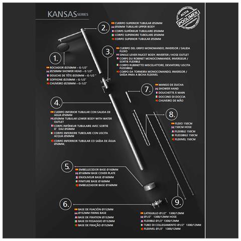 Imex Doccia Per Piscine In Acciaio 316 Con Diffusore Orientabile E Rubinetto Monocomando Colore Acciaio Modello Kansas - Foto 6