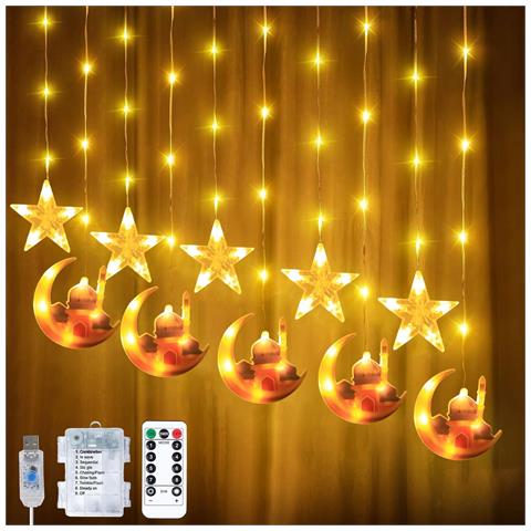 Ghirlanda Luminosa Ramadan Con Stella Led 8 Modalità Telecomando - Foto 1