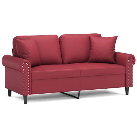 Divano a 2 Posti con Cuscini Rosso Vino 140 cm in Similpelle - Foto 1