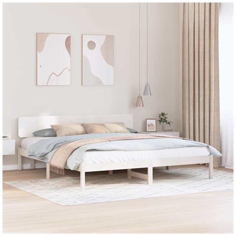Struttura del letto Bianco 180 x 200 cm Legno di pino massello - Foto 2