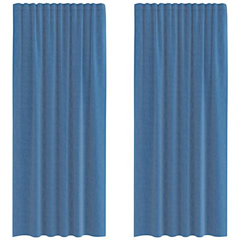 Tende in Voile con Tasche per Aste 2 pz Blu Reale - Foto 1