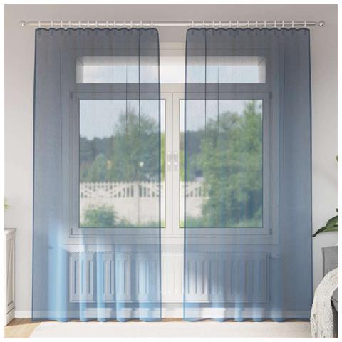 Tende in Voile con Tasche per Aste 2 pz Blu Reale - Foto 2