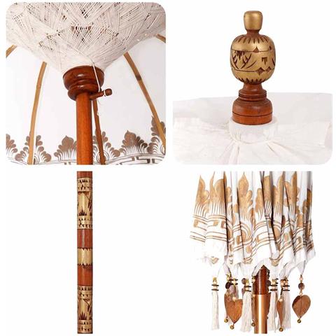 Parasol Balinese Crema 180-190 cm Cotone, legno massello - Foto 9