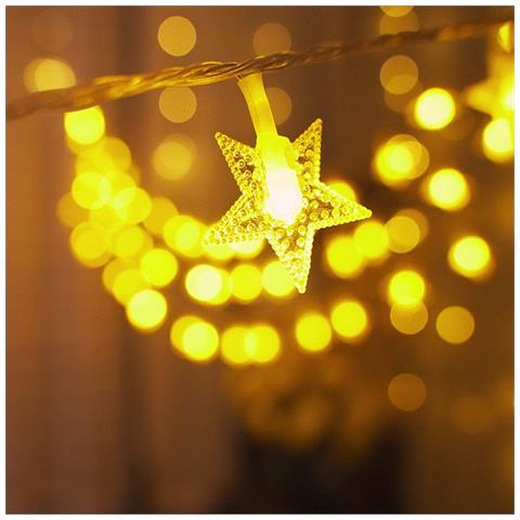 Catena Luminosa A Stella Da 10m Con 100 Led, Connettore Finale - Bianco Caldo, 8 Modalità - Foto 4