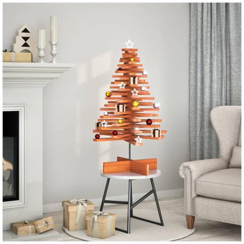 Albero di Natale Marrone Cera 100 cm in Legno Massello di Pino - Foto 2