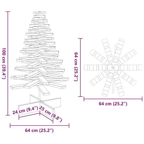 Albero di Natale Marrone Cera 100 cm in Legno Massello di Pino - Foto 8
