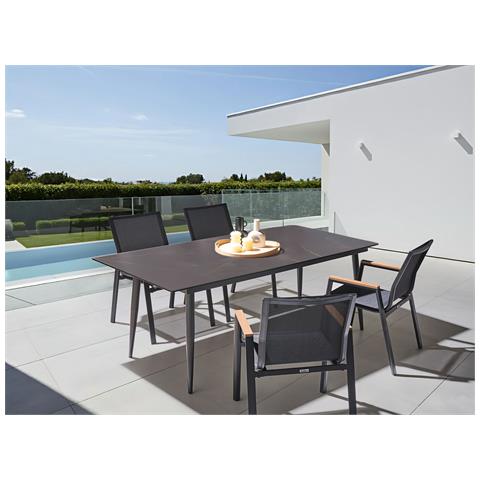 Tavolo Da Pranzo Da Giardino Tolentino 180 Cm 90 Cm Effetto Marmo Marmo Grigio - Foto 1