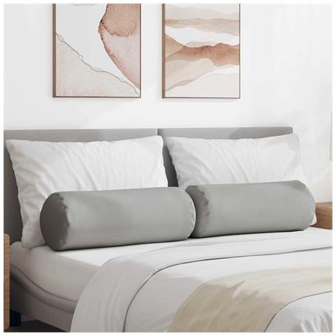 Cuscini a rullo 2 pcs Grigio Nuvola Ø 25 x 70 cm Tessuto - Foto 2