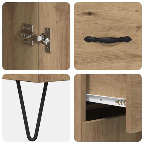 Credenza Rovere artigianale 69,5 x 34 x 90 cm Legno multistrato - Foto 9