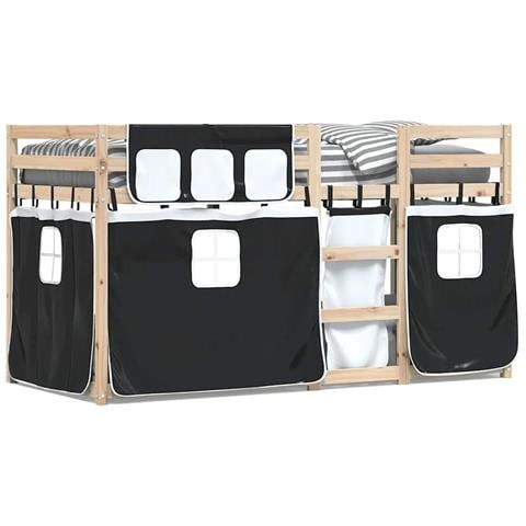 Letto a Castello senza Materasso Bianco e Nero 90x190cm in Pino - Foto 1