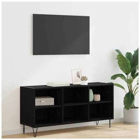 Mobile TV Rovere Nero 103,5 x 30 x 50 cm Legno multistrato - Foto 2