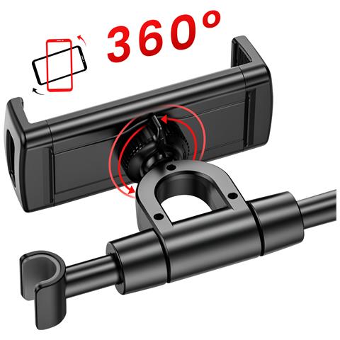 Supporto Auto Con Poggiatesta Per Smartphone E Tablet Da 12 A 25.5cm, Nero - Foto 5