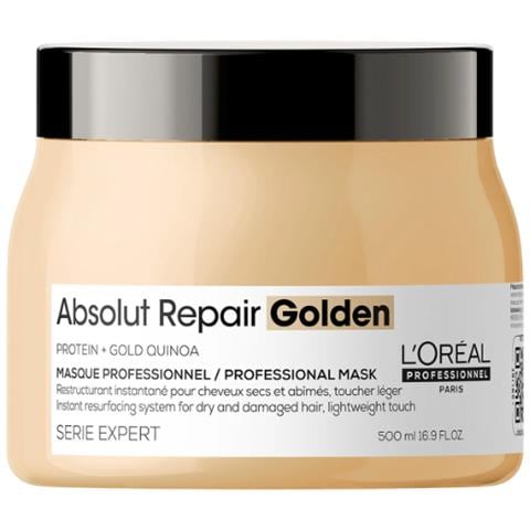 L'oreal Professionnel, Serie Expert Absolut Repair Golden, Proteina + Quinoa D'oro, Maschera Crema Trattamento Capelli, Risurfazione Istantanea, 500 Ml - Foto 1