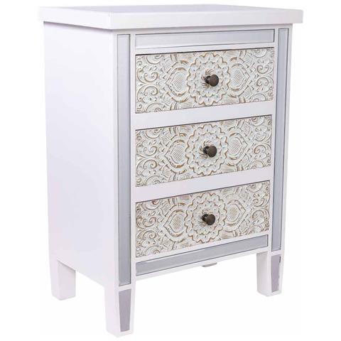 Tavolino In Legno E Vetro Con 3 Cassetti 48x30x66 - Foto 1